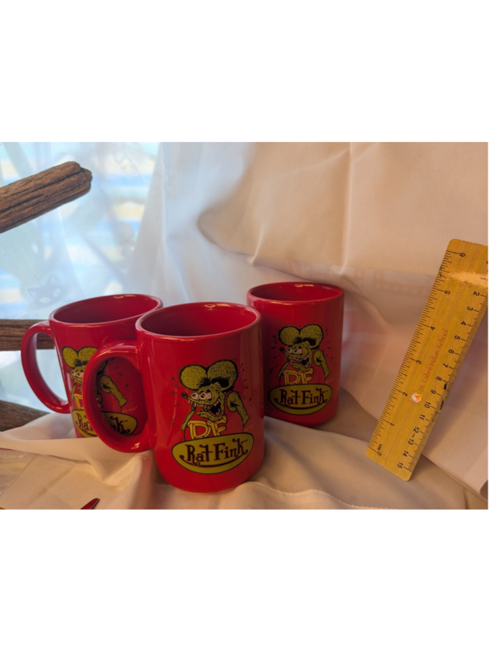 Rat Fink Ed Big Daddy Roth Red Coffee Mugs Set of 3 Hot Rod Kustom Kulture. Read